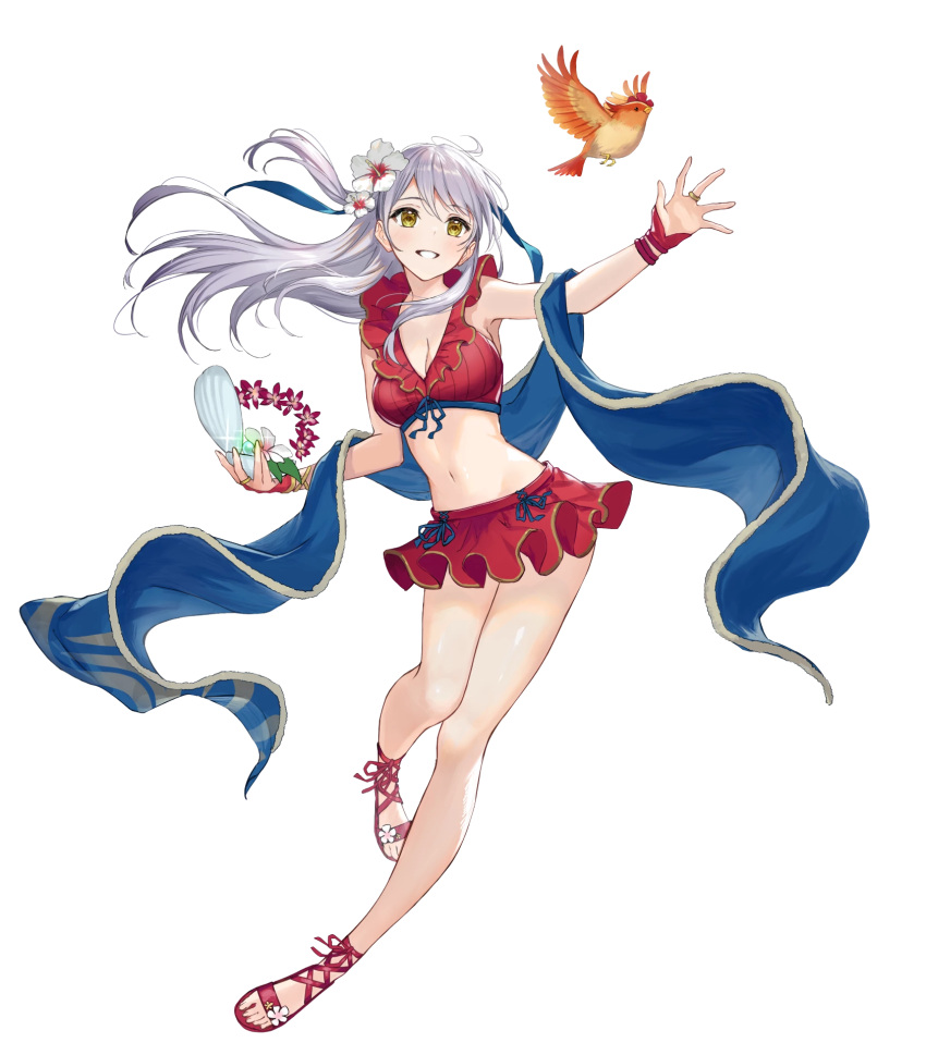 attacking, bird, blue_towel, fire_emblem, fire_emblem:_radiant_dawn, fire_emblem_heroes, flower_ornament, holding_seashell