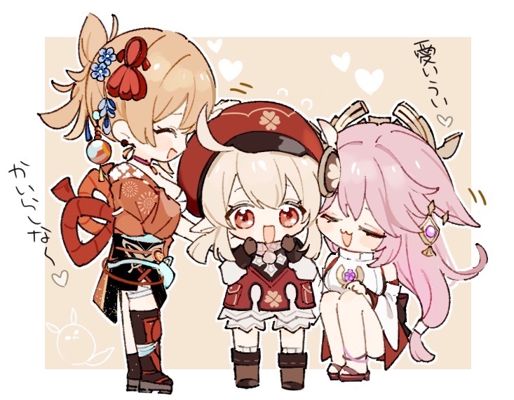 3girls, ahoge, animal_ears, bare_legs, blonde_hair, elf, fox_ears, fox_girl