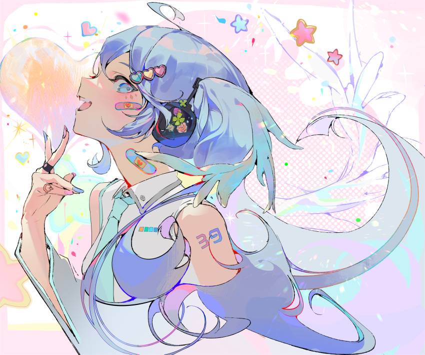 1girl, absurdres, blush, from_side, hatsune_miku, headphones, highres, long_hair