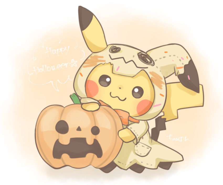 :3, blush_stickers, brown_fur, chanon, clothed_pokemon, cosplay, ears_through_headwear, food