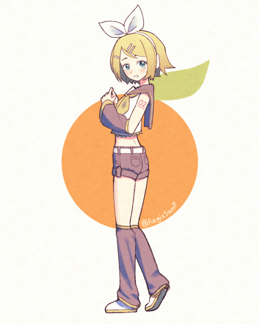1girl, aegissanp, bangs, belt, blonde_hair, blue_eyes, blush, commentary