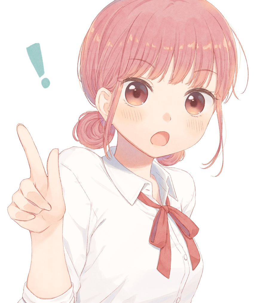 !, :o, ao_no_hako_(wsj), blush, chono_hina, hand_up, highres, index_finger_raised
