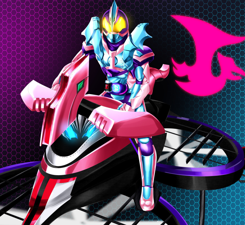 2boys, absurdres, aircraft, alternate_form, armor, blue_armor, driver_(kamen_rider), faiz