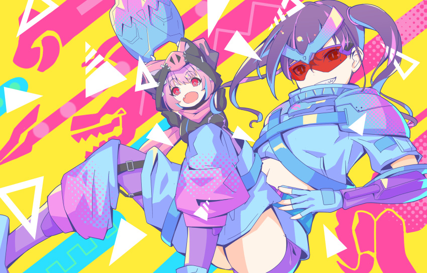 2girls, armor, barid_rex, barid_rex_vistamp, bird, black_nails, blue_armor, blue_eyes