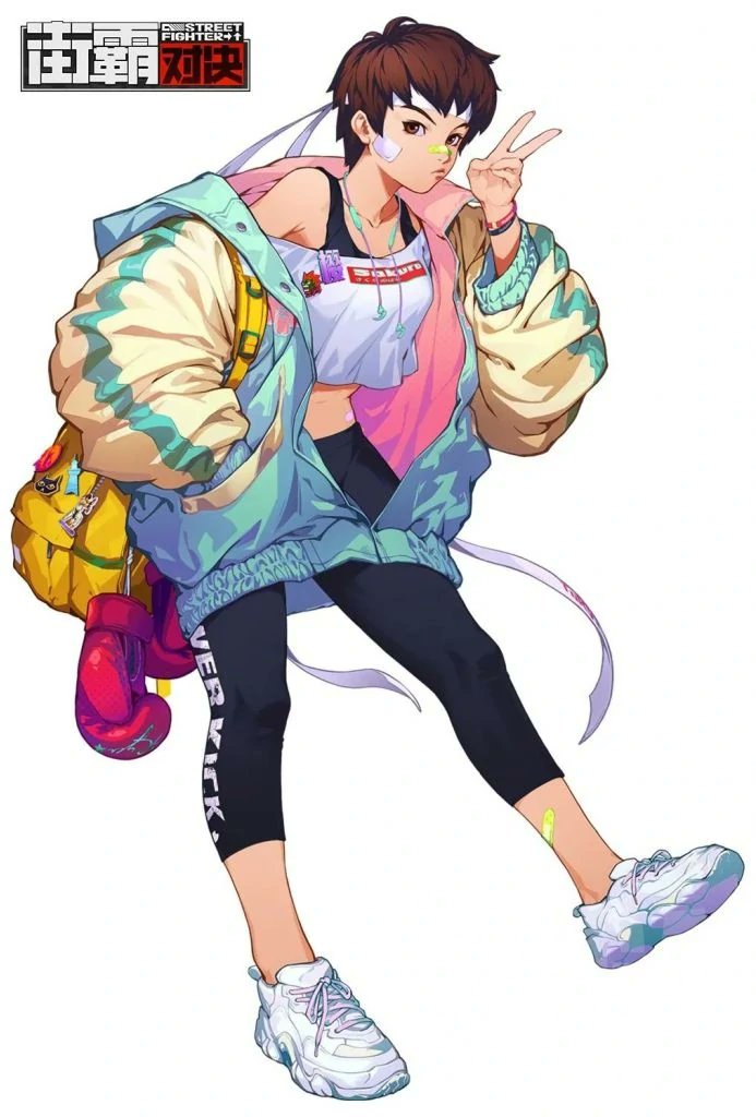 1girl, backpack, bag, baggy_clothes, bandaid, bandaid_on_cheek, bandaid_on_face, bandaid_on_nose