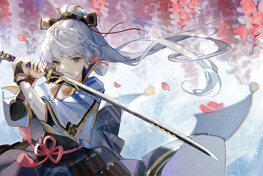1girl, armor, bangs, black_gloves, blue_hair, blue_jacket, chinese_commentary, commentary_request