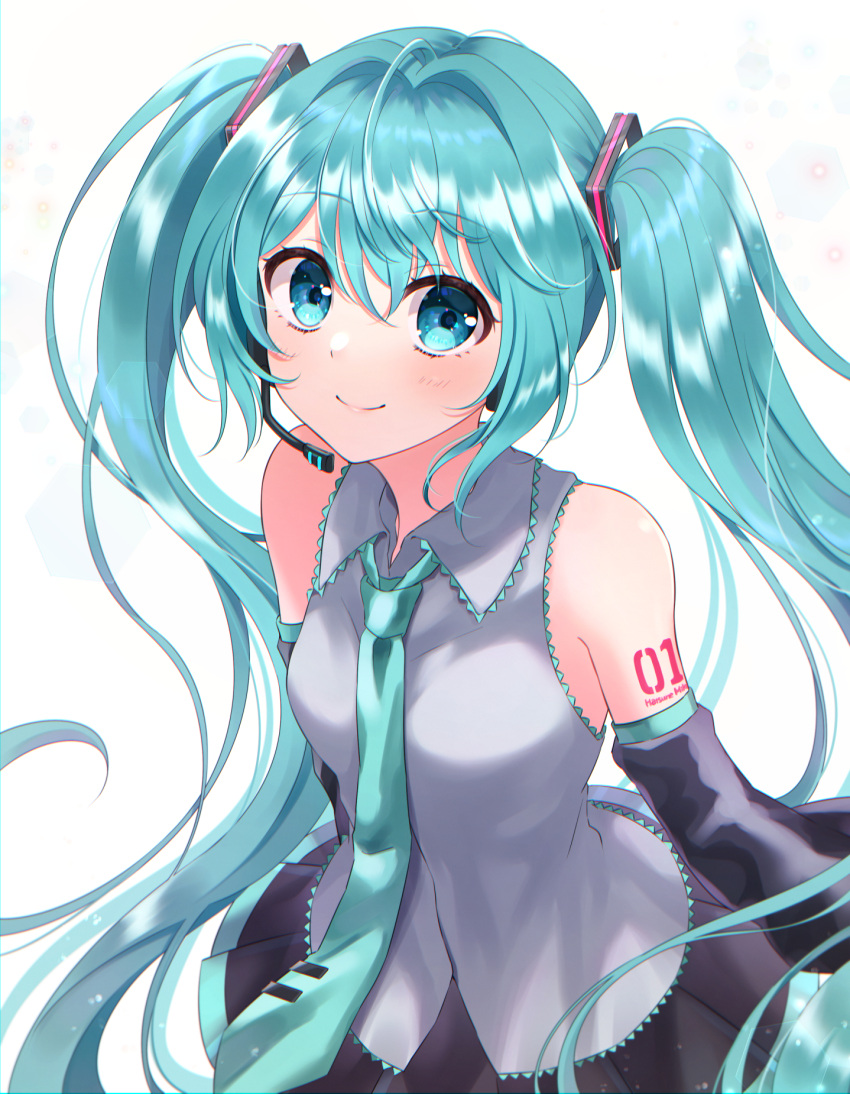 1girl, ahoge, bangs, bare_shoulders, blue_eyes, blue_hair, blush, collared_shirt