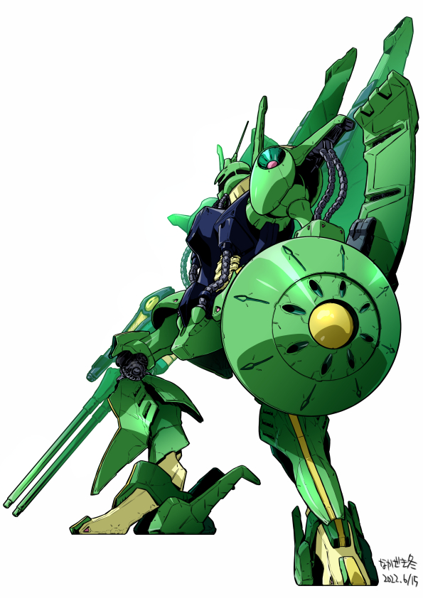 cable, dated, from_side, gun, gundam, holding, holding_gun, holding_shield