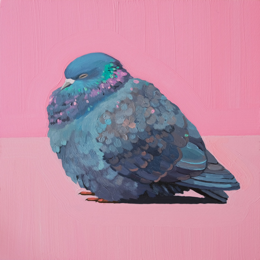 absurdres, animal, animal_focus, bird, closed_eyes, english_commentary, feathers, highres