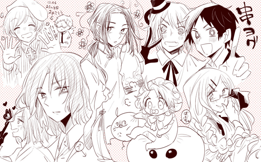 1girl, 1other, 6+boys, america_(hetalia), anger_vein, axis_powers_hetalia, bug, bulgaria_(hetalia)