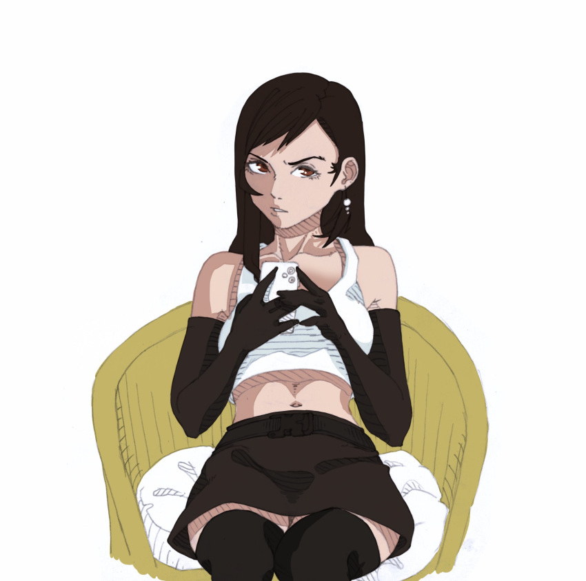 1girl, absurdres, bare_legs, bare_shoulders, black_hair, breasts, final_fantasy, final_fantasy_vii