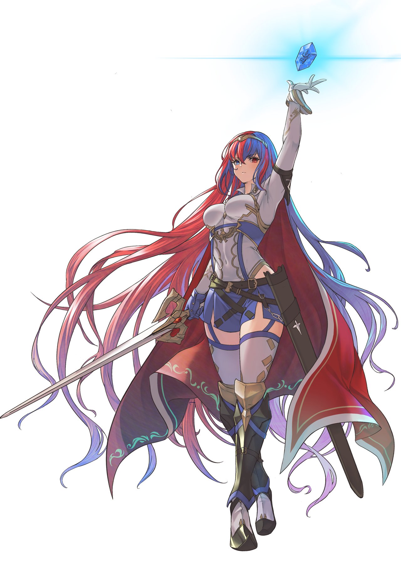 1girl, alba, alear_(fire_emblem), alear_(fire_emblem)_(female), armor, blue_eyes, blue_hair, breasts