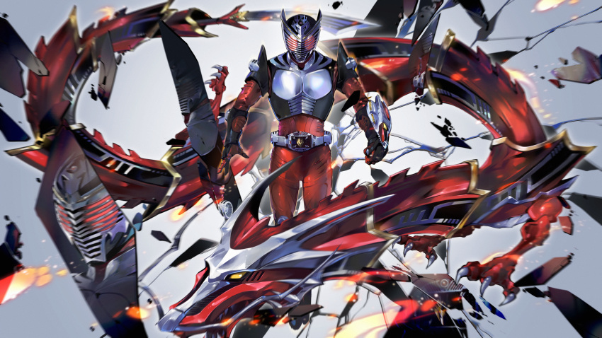 1boy, absurdres, advent_deck, armor, badluck, belt, bodysuit, claws