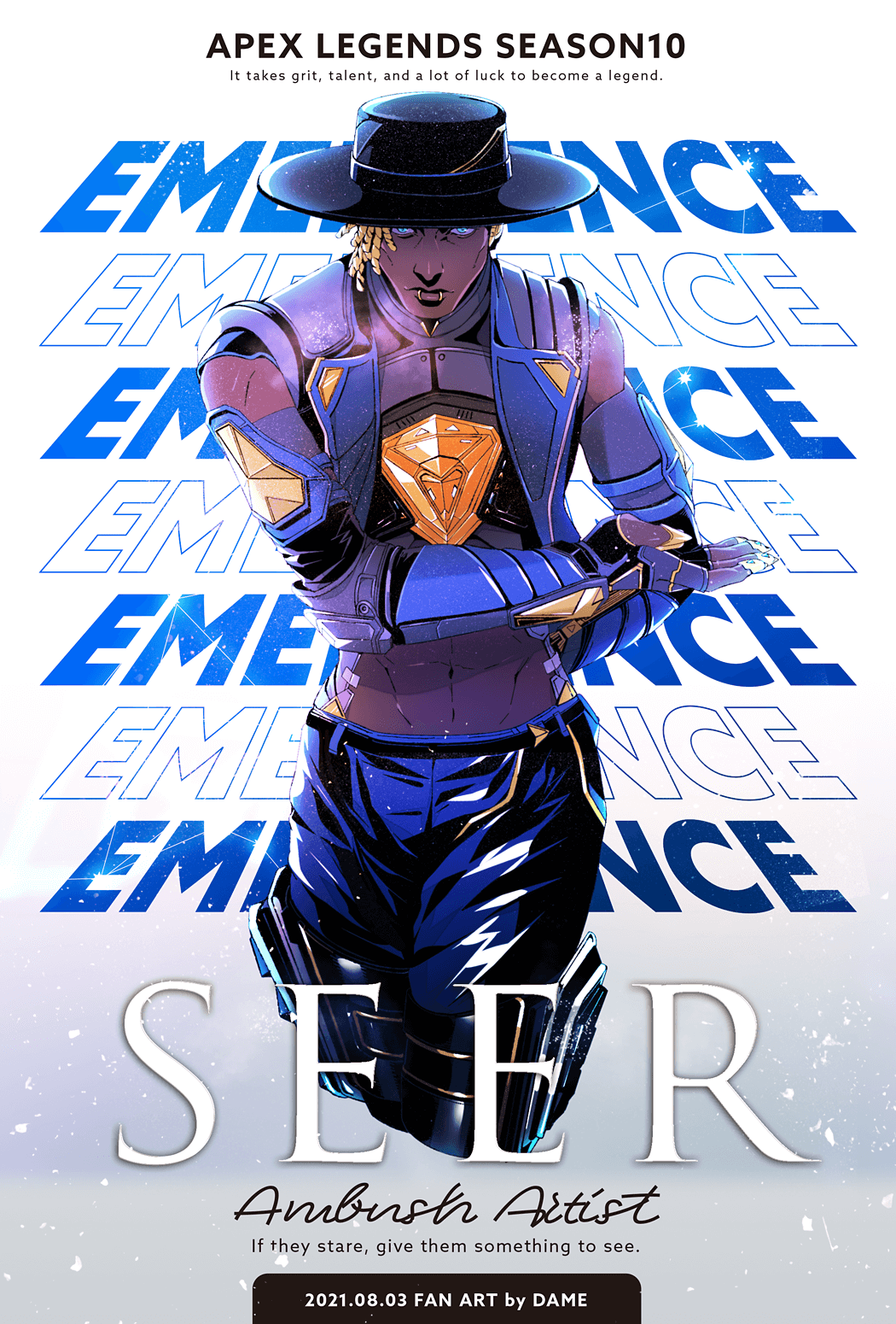 1boy, apex_legends, black_gloves, black_headwear, blue_eyes, blue_jacket, character_name, cropped_jacket
