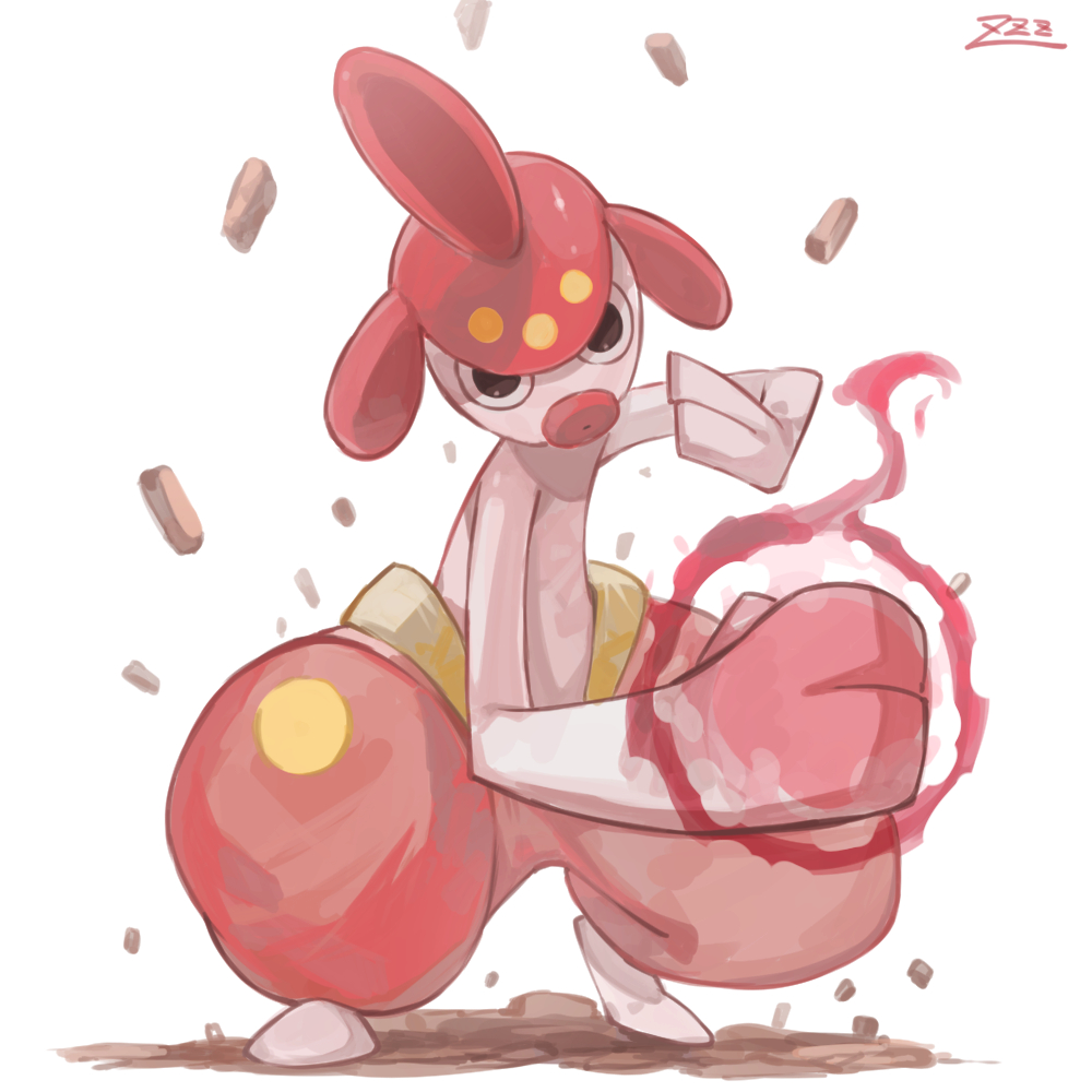 black_eyes, commentary_request, energy, full_body, glowing, looking_at_viewer, medicham, oyasuminjyutsu