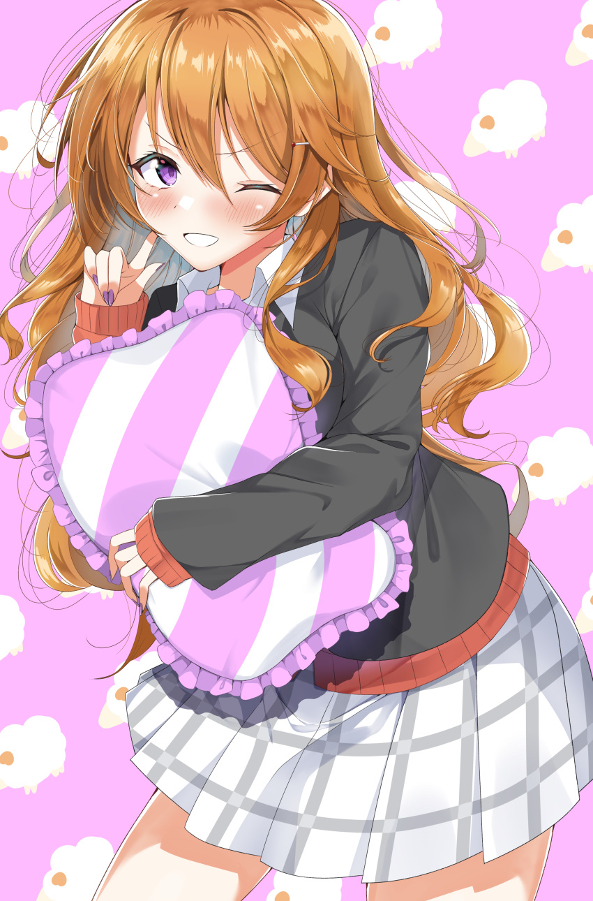 absurdres, blazer, breasts, brown_hair, cardigan, highres, jacket, konoe_kanata