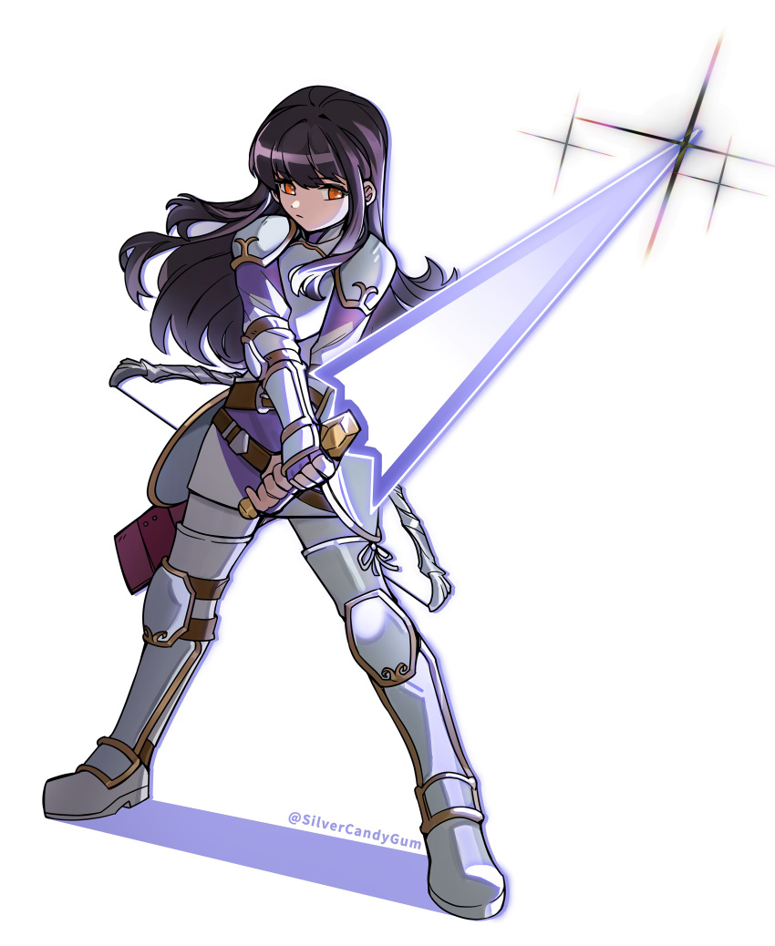 1girl, absurdres, armor, astrid_(fire_emblem), bangs, black_hair, boots, bow_(weapon)