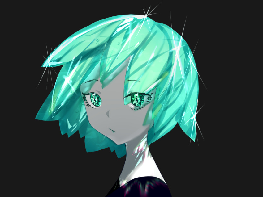 1other, androgynous, aqua_hair, bangs, colored_eyelashes, crystal_hair, from_side, gem_uniform_(houseki_no_kuni)