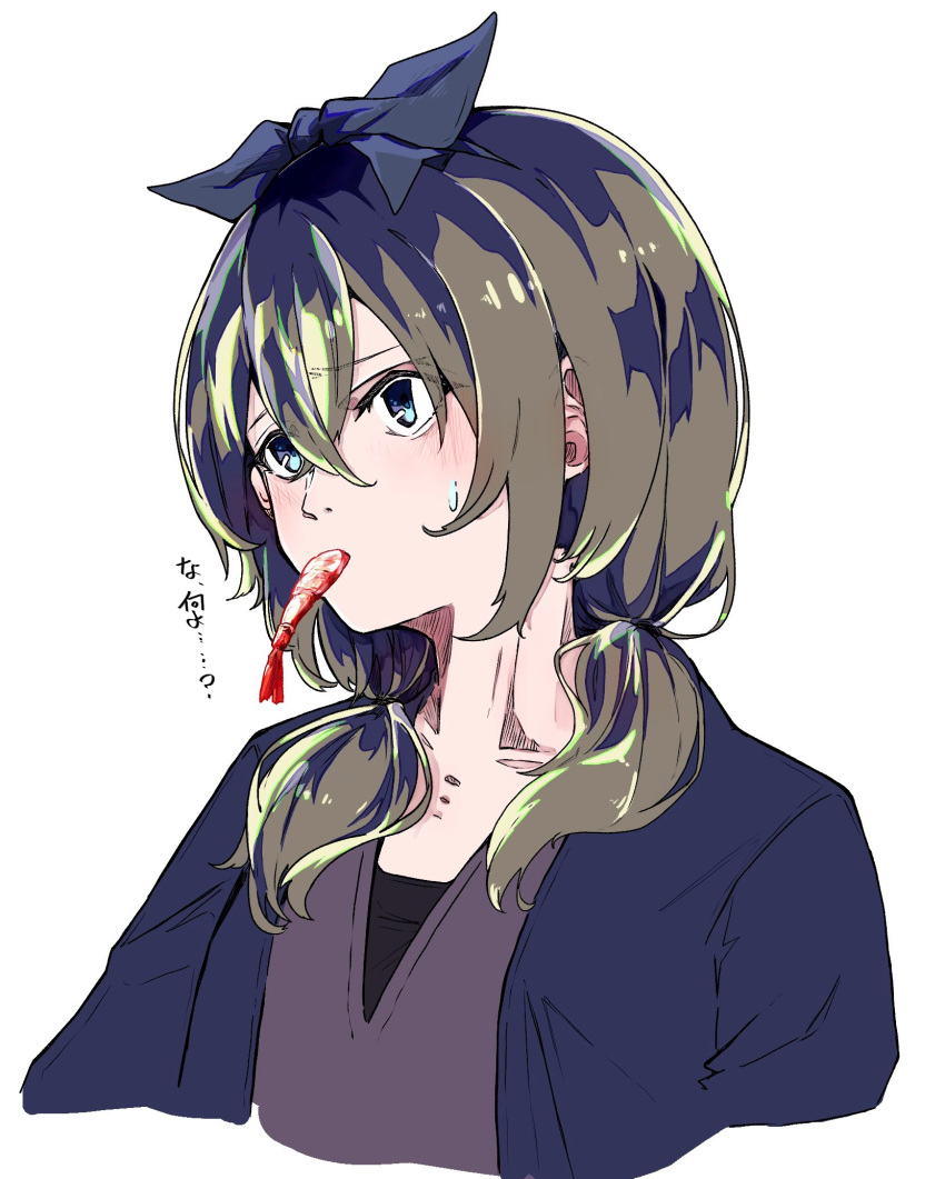 1girl, assault_lily, bangs, blue_bow, blue_eyes, blue_jacket, blush, bow