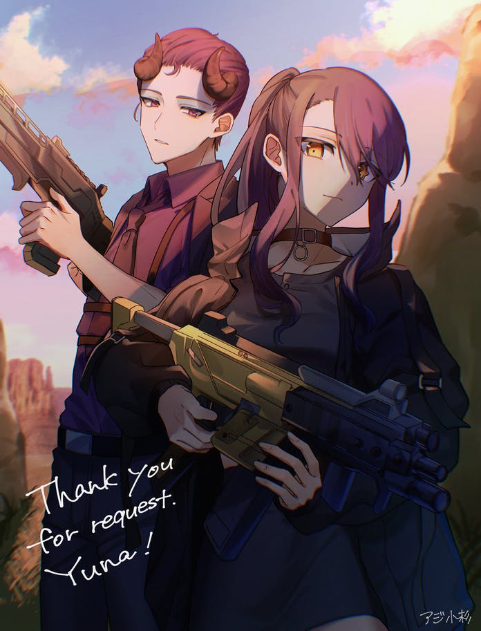 1boy, 1girl, aji_kosugi, apex_legends, artist_name, assault_rifle, black_collar, black_hair
