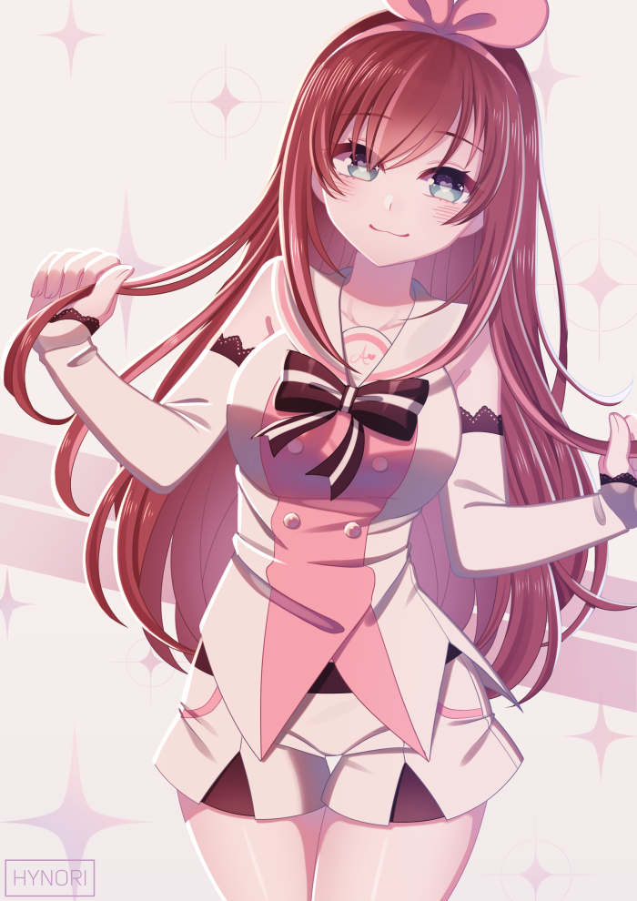 1girl, :3, artist_name, bangs, blue_eyes, blush, bow, brown_hair