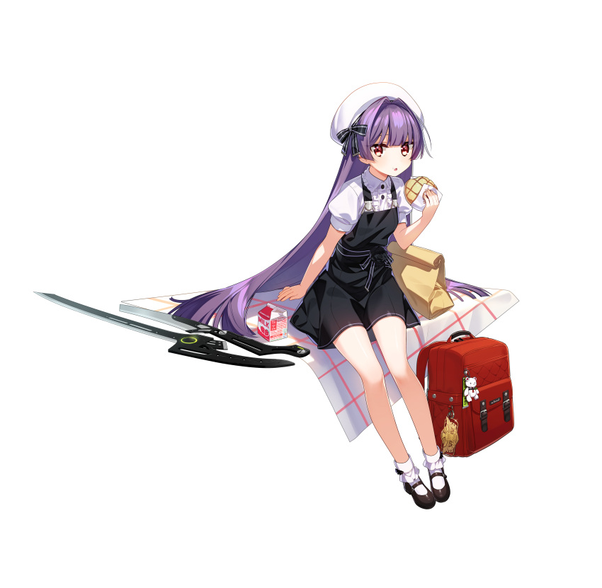 1girl, :o, absurdres, ankle_socks, arm_support, backpack, bag, bag_charm