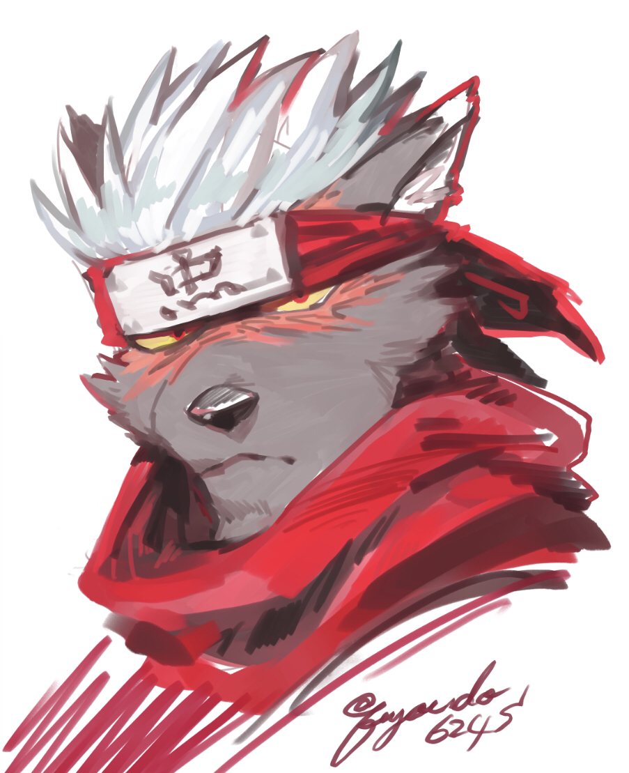 1boy, animal_ears, colored_sclera, commentary_request, dog_boy, dog_ears, forehead_protector, frown