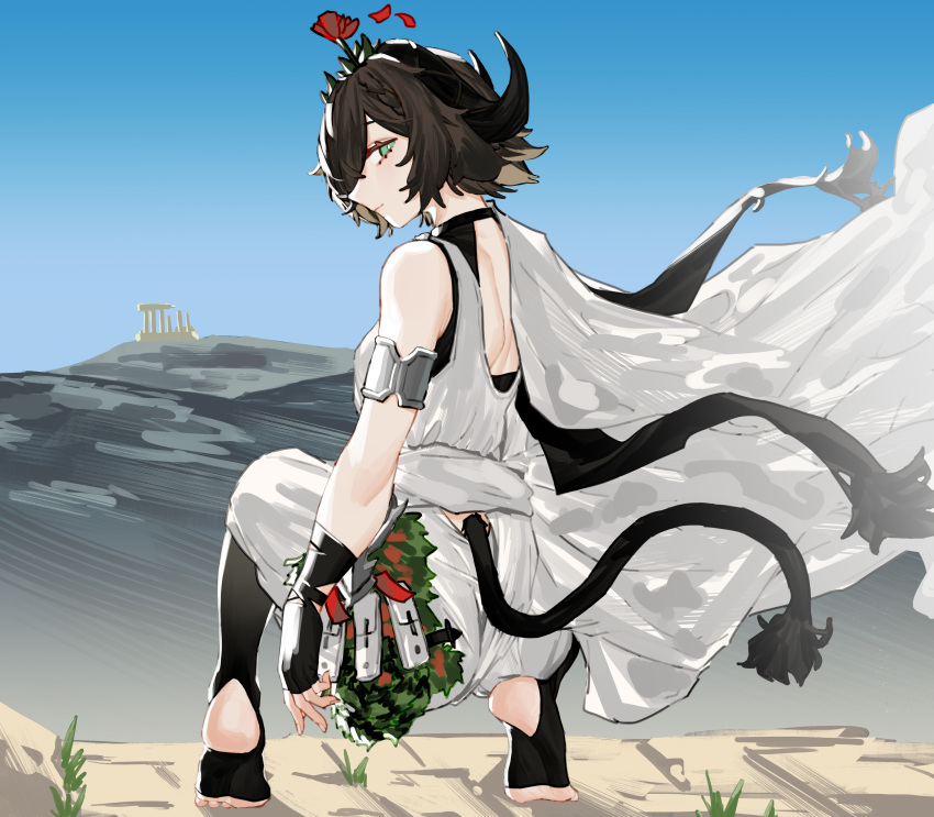 1girl, absurdres, arknights, bangs, black_gloves, black_hair, black_legwear, fingerless_gloves