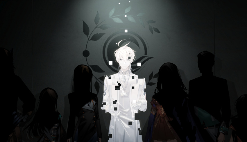 3boys, 4girls, ahoge, arlizi, asha_(fate), belt, belt_buckle, black_gloves