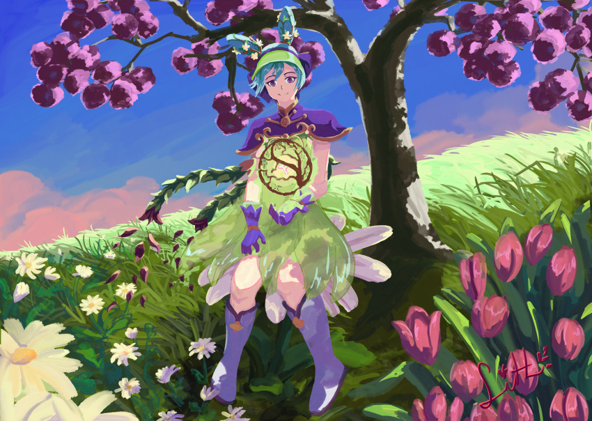 anime, anime_coloring, blossom, chang_pu, daisy, dislyte, esper, field, flower_field, girl, lithmariel, magic, tulip, yao_ji