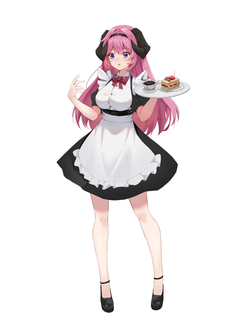 1girl, absurdres, apron, bangs, bare_arms, bow, breasts, cream