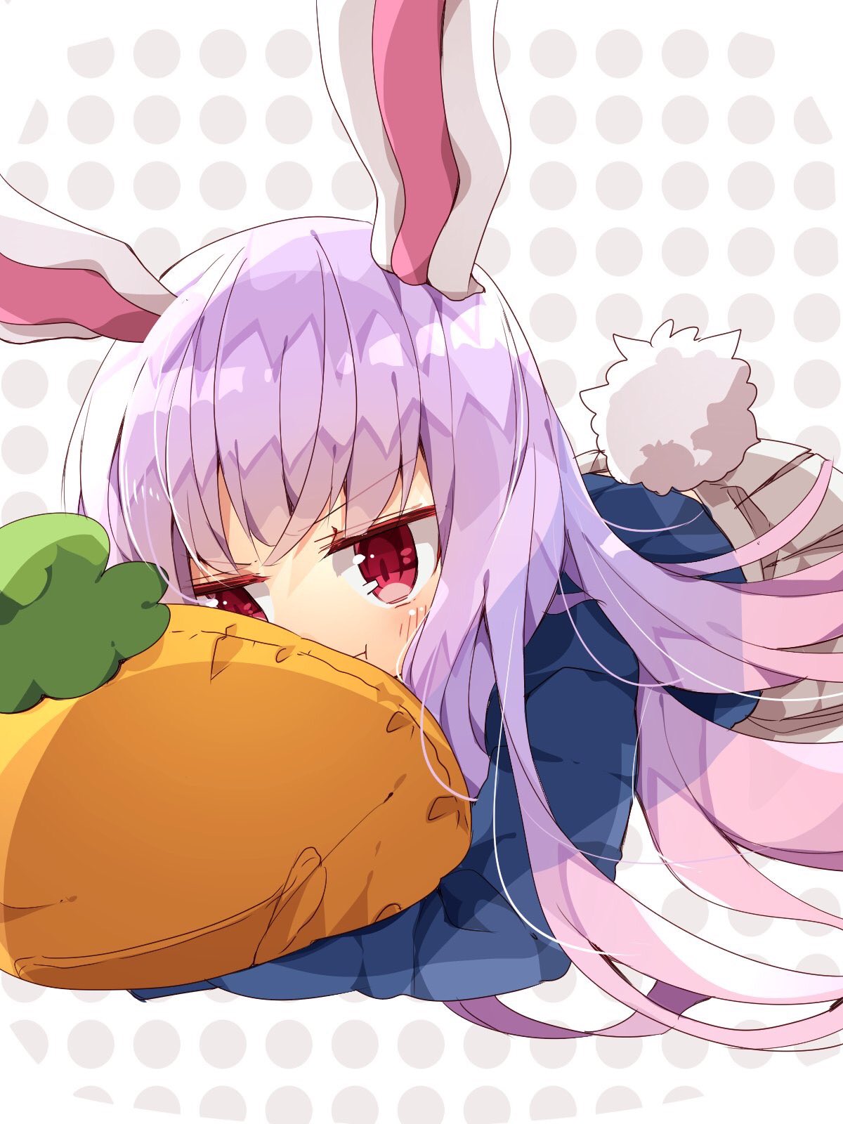 1girl, :t, animal_ears, blazer, blue_jacket, blush, commentary, dotted_background