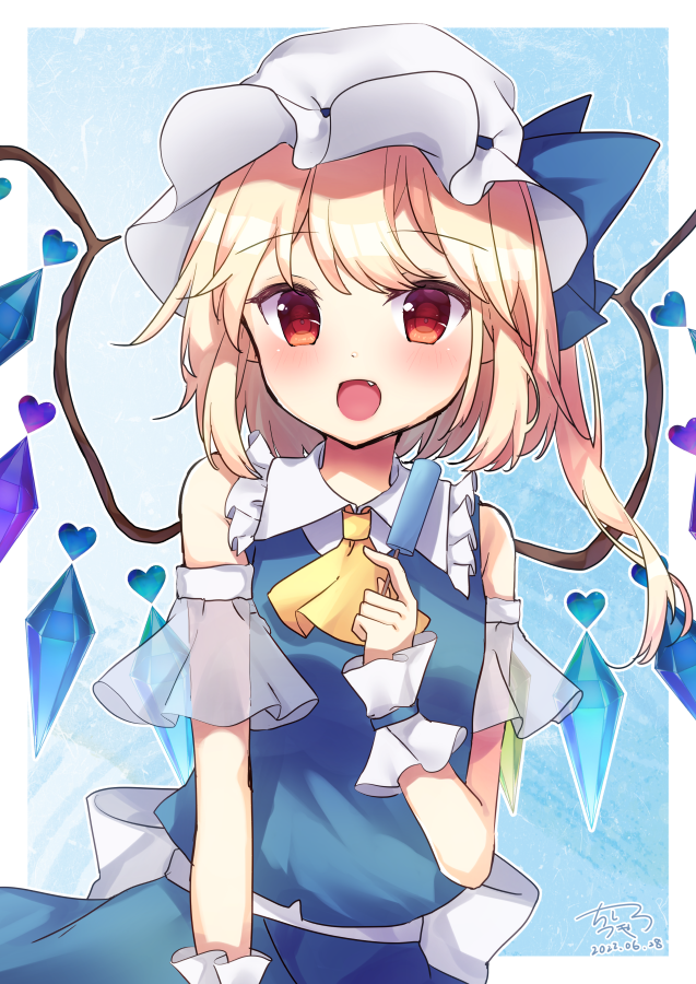1girl, alternate_color, ascot, bangs, blue_background, blue_ribbon, blue_shirt, blue_skirt