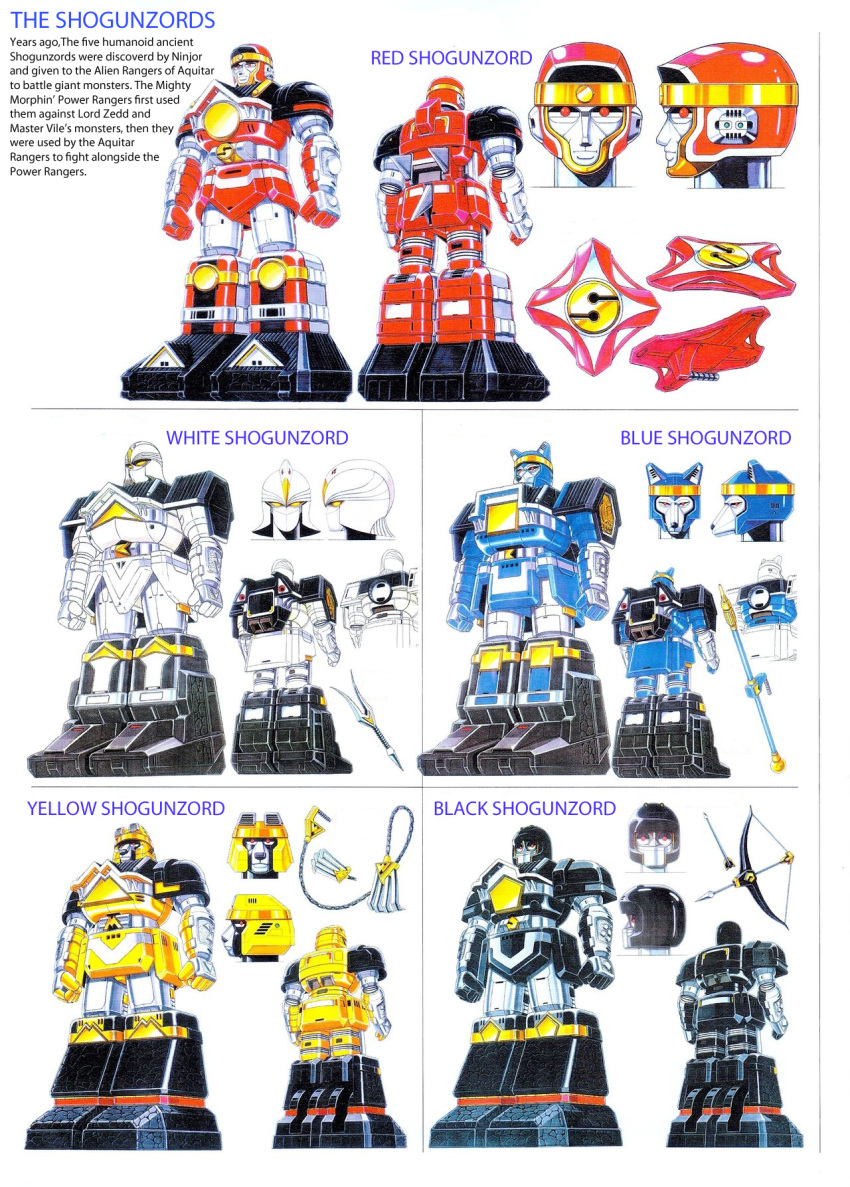 artbook, gold_eyes, mighty_morphin_power_rangers, power_rangers, red_eyes, saban_entertainment, shogunzords, weapons