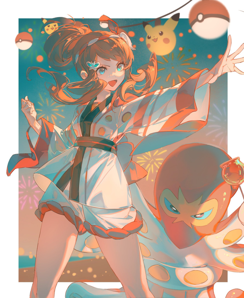 1girl, :d, alternate_color, bakutiku, bangs, blue_eyes, blurry, border