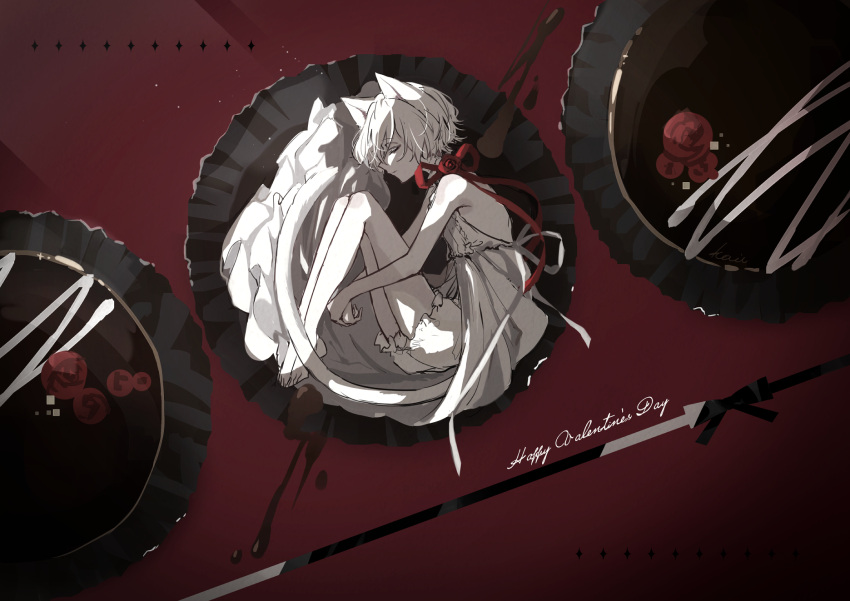 1boy, 81kaia, animal_ears, bishounen, brown_background, cat_boy, cat_ears, cat_tail