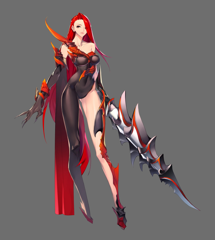 1girl, absurdres, armor, ass_visible_through_thighs, bare_shoulders, between_breasts, black_gloves, bracelet