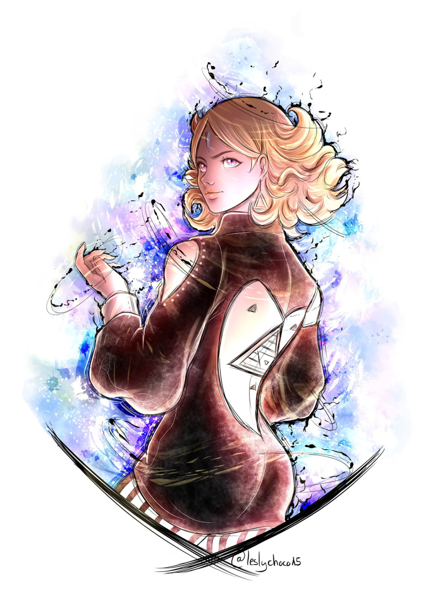 1girl, back_cutout, bangs, black_dress, blonde_hair, boruto:_naruto_next_generations, closed_mouth, clothing_cutout