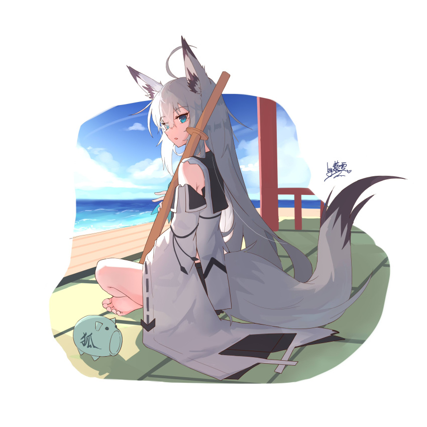 1girl, absurdres, ahoge, animal_ears, azur_lane, bangs, blue_eyes, blue_sky