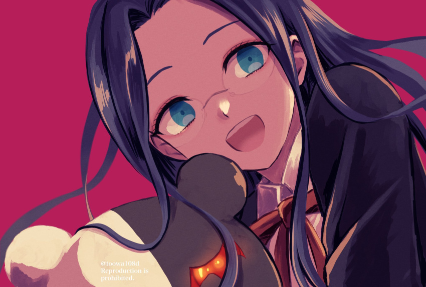 108_(toowa), 1girl, bangs, black_jacket, blue_eyes, danganronpa_(series), danganronpa_v3:_killing_harmony, glasses