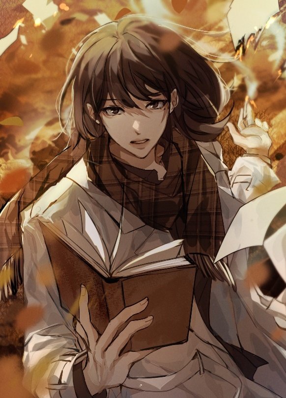 1girl, book, burned_paper, cigarette, commentary_request, evl_1230, fire, holding