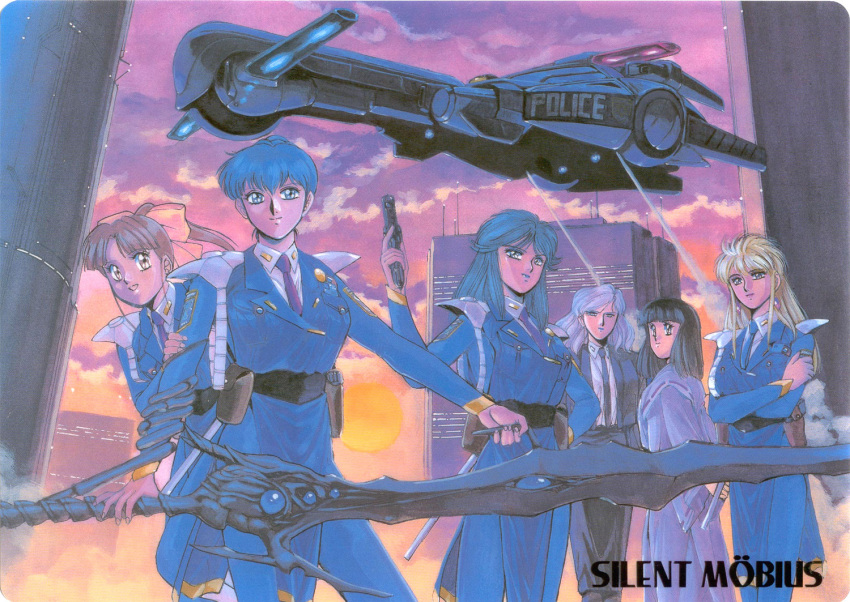 katsumi_liqueur, kiddy_phenil, lebia_maverick, mecha, rally_cheyenne, saiko_yuki, silent_mobius, yamigumo_nami