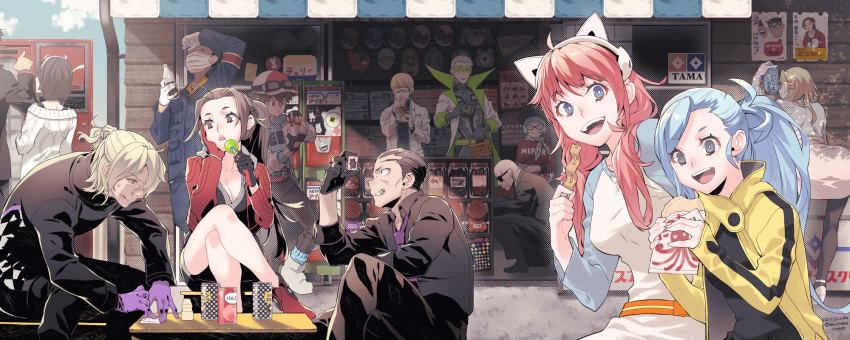 6+boys, 6+girls, :q, ai_the_somnium_files, aiba_(ai_the_somnium_files), araya_kagami, bangs, black_gloves