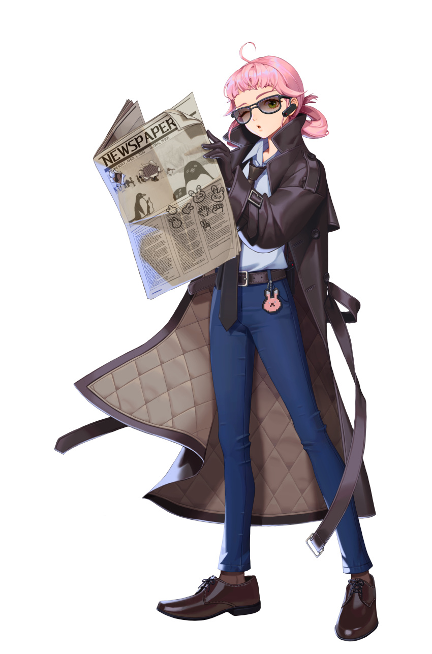 11ama, 1girl, absurdres, ahoge, bad_source, belt, black_survival, blue_pants
