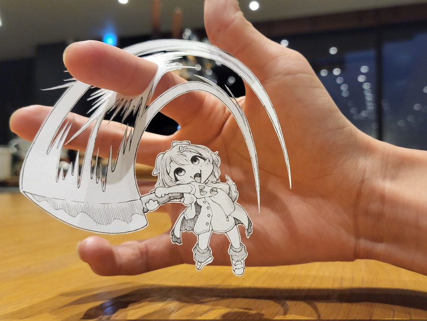 1girl, animal_ears, bone_hair_ornament, dismemberment, dress, hair_ornament, highres, holding