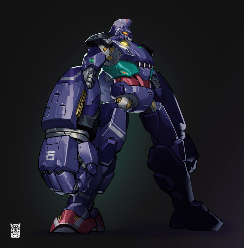 absurdres, black_background, clenched_hands, highres, korean_commentary, looking_down, mar10, mecha