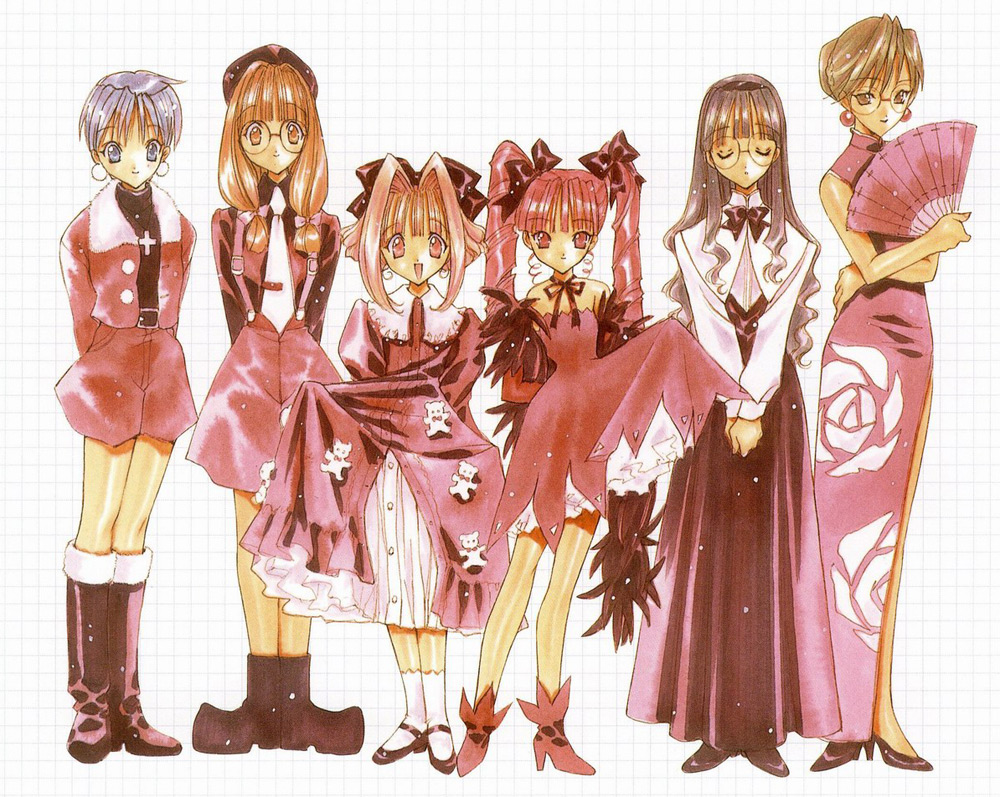 artbook, bow, china_dress, chinese_clothes, dress, drill_hair, earrings, fan