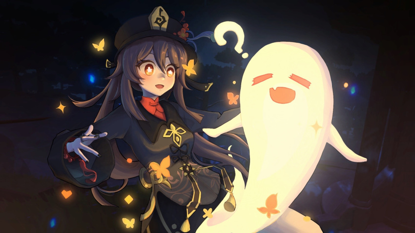 1girl, ?, bbyiren, black_nails, black_shorts, blush, brown_hair, bug