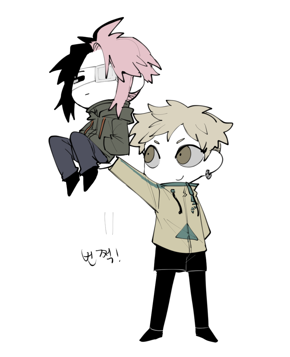 2boys, :|, black_eyes, black_footwear, black_hair, black_legwear, black_shorts, blonde_hair