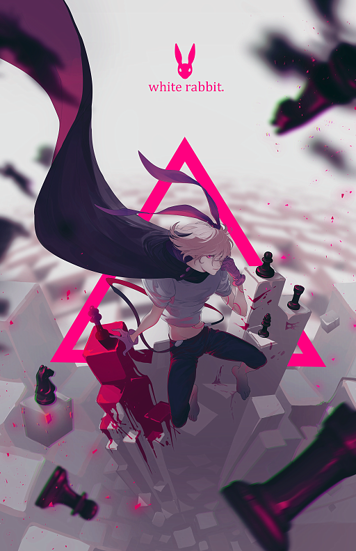 1boy, airborne, bangs, black_cape, black_pants, brook_(i'm_the_grim_reaper), cape, chess_piece
